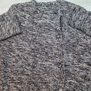 Lucky Brand Marled Double Breasted Cardigan Sweater Womens Large Black White